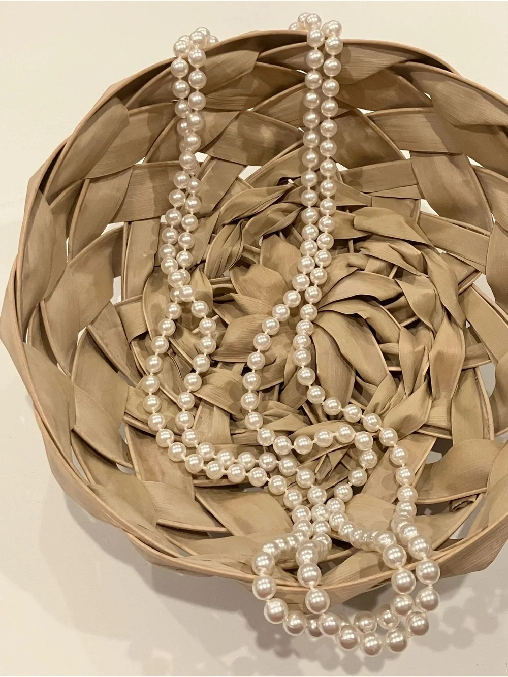 Handwoven Palm Leaf Round Basket